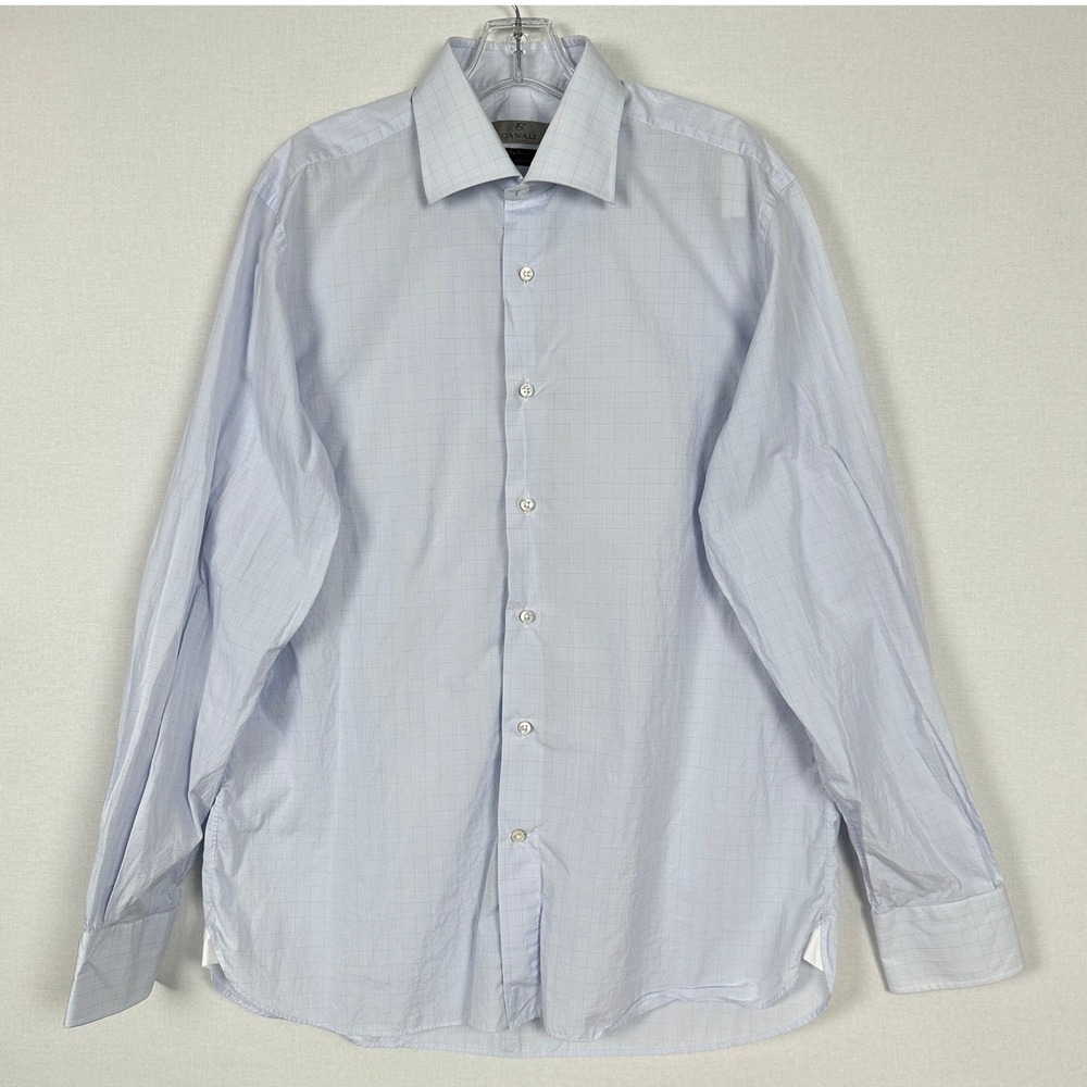 Canali Dress Canali Exclusive 200/2 Egyptian Cotton Dress Shirt Blue 41/16